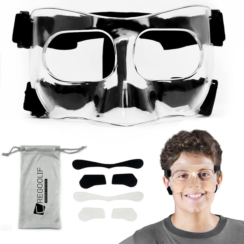 CREGOOLIF Nose Guard for Broken Nose, Protective Face Masks for Basketball and Soccer Sports,Adjustable Face Mask with Foam Padding foradolescents - Image 1